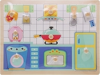 Деревянная игрушка, рамка-вкладыш, кухня Shantou - Pampik