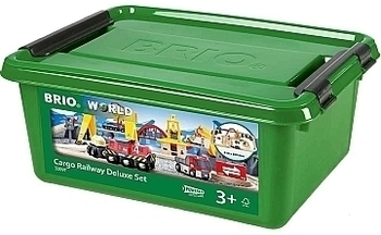 Детская железная дорога с мостовым краном Deluxe, 54 элемента Brio - Pampik