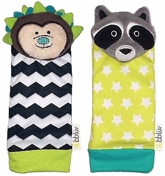 Розвиваючі шкарпетки з брязкальцями "Їжачок і єнот" BBluv - Pampik