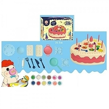 Набор для лепки "Торт", 12 цветов, посуда, свечи Shantou - Pampik