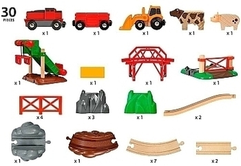 Ігровий набір Brio Сільське поселення з поїздом, на батарейках - Pampik - 3
