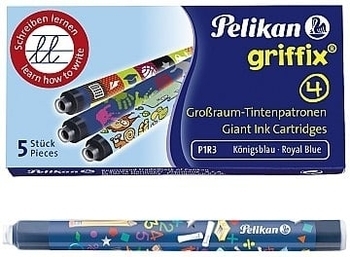 Чернильные картриджи "Griffix" 1,4мл увеличенные синие стираемые, 5шт Pelikan - Pampik