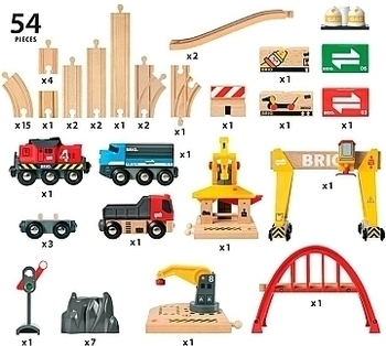 Детская железная дорога с мостовым краном Deluxe, 54 элемента Brio - Pampik - 3