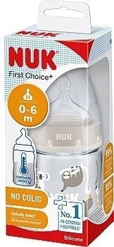 Бутылочка для кормления NUK First Choice Plus Сафари, c силиконовой соской, 150 мл, бежевый (3952400) - Pampik - 2