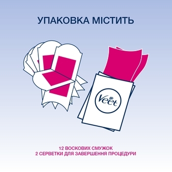 Воскові смужки Veet Easy-Gelwax для чутливої ​​шкіри, 12 шт. - Pampik - 6