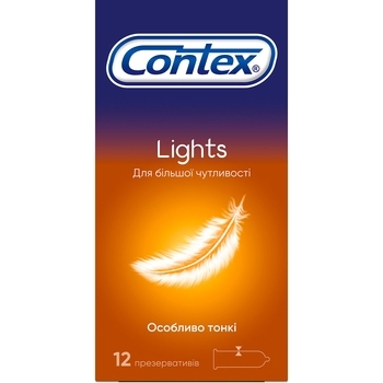 Презервативи латексні з силіконовою змазкою Contex Lights, особливо тонкі, 12 шт. - Pampik