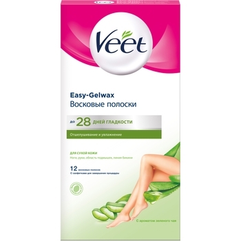 Воскові смужки Veet Easy-Gelwax для сухої шкіри, 12 шт. - Pampik