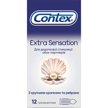 Презервативи латексні з силіконовою змазкою Contex Extra Sensation, з великими точками та ребрами, 12 шт. - Pampik - 7