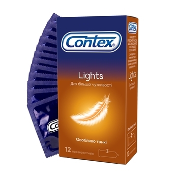 Презервативи латексні з силіконовою змазкою Contex Lights, особливо тонкі, 12 шт. - Pampik - 2