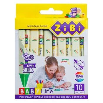 Карандаши восковые ZiBi Jumbo Baby Line, треугольные, 10 шт. (ZB.2482) - Pampik