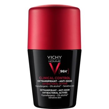 Кульковий антиперспірант для чоловіків Vichy Deo Clinical Control, 96 годин захисту проти надмірного потовиділення та запаху, 50 мл - Pampik