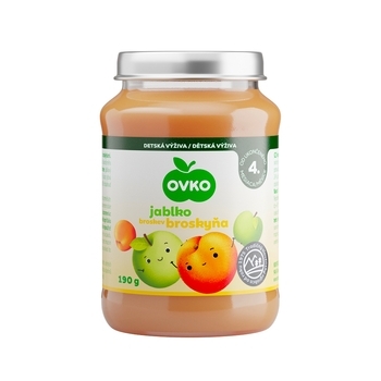 Дитяче пюре OVKO Яблуко-персик, 190 г - Pampik
