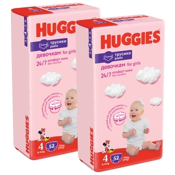 Підгузки-трусики для дівчаток Huggies Pants 4 (9-14 кг) M-Pack, 104 шт. - Pampik - 2