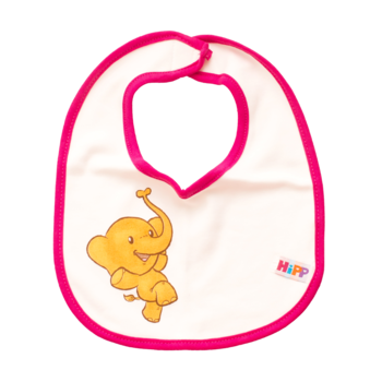 Слюнявчик HiPP Слоненя, бавовна, 33х23 см, рожевий (48037R) - Pampik