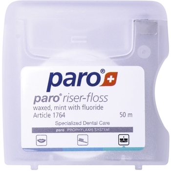 Зубний флос Paro Swiss Riser-Floss, вощена, з м'ятою та фтором, 50 м - Pampik