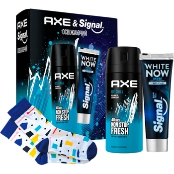 Подарунковий набір Axe Дезодорант-спрей, 150 мл + Зубна паста Signal Миттєве відбілювання, 75 мл + Шкарпетки - Pampik