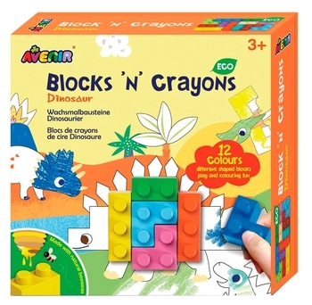 Набор для творчества Avenir Динозавры, восковые мелки, 12 цветов (BTS216014) - Pampik