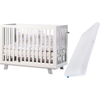 Набір: Дитяче ліжечко Верес Манхеттен, білий з сірим + Дитячий матрац Eurosleep Kiddy Super Cocos, 120х60 см, білий - Pampik
