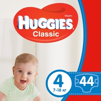 Підгузки на липучках Huggies Classic 4 (7-18 кг), 44 шт. - Pampik