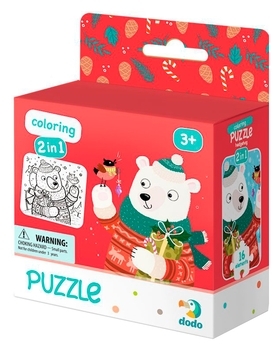 Пазл 2 в 1 DoDo Різдвяне ведмежа, 16 елементів (300355) - Pampik