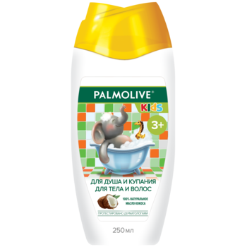 Гель для душу та купання Palmolive, з кокосом, для тіла та волосся, 250 мл - Pampik