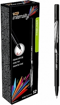 Набор ручек лайнеров "Intensity Fine", черные, 12 шт Bic - Pampik