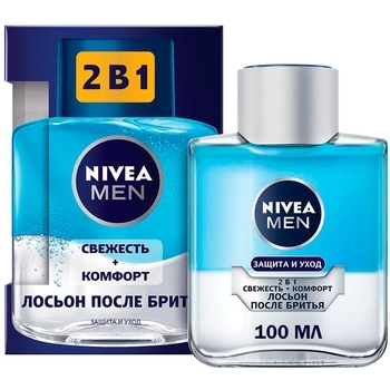 Лосьон после бритья Nivea Men Защита и уход 2 в 1 Свежесть + комфорт, 100 мл - Pampik