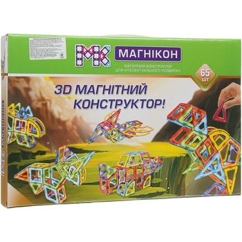 3D магнитный конструктор Магникон Динозавры, 65 деталей (МК-65) - Pampik