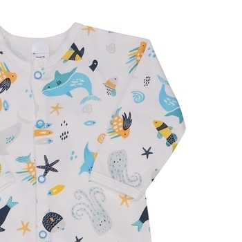 Комбінезон-чоловічок Софія Атлантика, інтерлок, р.80, білий з блакитним (210180) - Pampik - 5