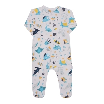 Комбінезон-чоловічок Софія Атлантика, інтерлок, р.80, білий з блакитним (210180) - Pampik - 2