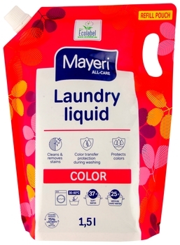 Гель для стирки цветных вещей Mayeri, 37 стирок, 1.5 л (4740060004544) - Pampik
