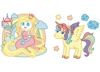 Водяні розмальовки з кольоровим контуром. Принцеса та її друзі - Pampik - 2