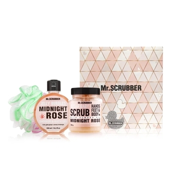 Набір Mr.Scrubber Midnight Rose (300 мл+300 г+1 шт.) - Pampik