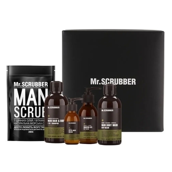 Набір Mr.Scrubber Beauty Box Man (250мл+250мл+200г+125мл+100мл) - Pampik
