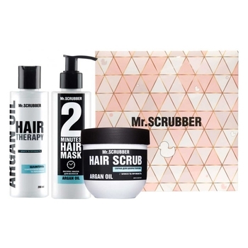 Подарунковий набір Mr.Scrubber з аргановим маслом Блиск і сила (250 г+200 мл+200 мл) - Pampik