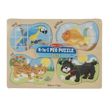 Дерев'яні пазли 4 в 1 Melissa&Doug Домашні тварини (MD9861) - Pampik - 3