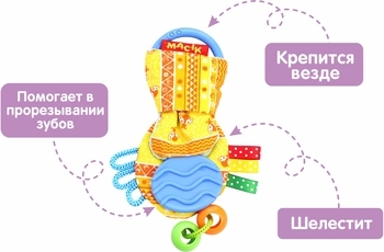 Набір Масік: іграшка-обнімашка і іграшка-забавка з прорезивателей Мишка (МС 150301-01) - Pampik - 2