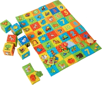 Набор Масік: развивающий коврик, кубики, книга-прорезыватель Веселая ферма (МС 040201-01) - Pampik - 2
