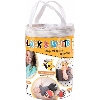 Набор Масік: погремушка-мячик, кубик, слингобусы Black & White (МС 040902-01) - Pampik