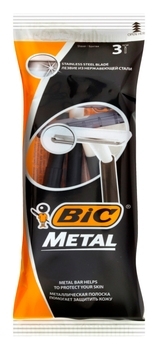 Станок одноразовый BIC Metal, 3 шт. (3086123568679) - Pampik