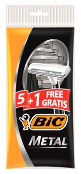 Набор бритв без сменных картриджей Bic Metal, 5 +1 шт (3086126766171) - Pampik