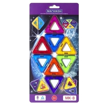 Магнітний конструктор МАГНІКОН, 8 трикутників (MK-8) - Pampik