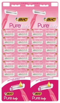 Набор бритв BIC Pure 3 Lady Pink, 24 шт. (3086123395145) - Pampik