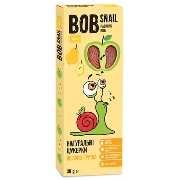 Фруктові яблучно-грушеві цукерки Bob Snail, 30 г - Pampik