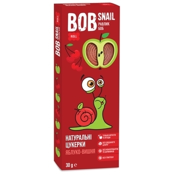 Фруктовые яблочно-вишневые конфеты Bob Snail, 30 г - Pampik