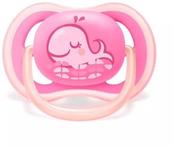 Силиконовая ортодонтическая пустышка Philips Avent Ultra Air с декором, 6-18 мес., розовый, 2 шт. (SCF085/04) - Pampik - 3