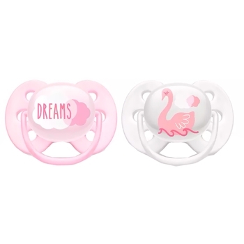 Силиконовая ортодонтическая пустышка Philips Avent Ultra Soft, 0-6 мес., розовый с белым, 2 шт. (SCF222/02) - Pampik