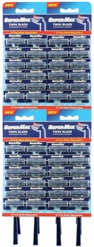 Станок одноразовый Super-Max Twin Disposable Blue, 2 лезвия, на карте - Pampik - 2