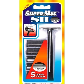 Система для бритья Super-Max SII D/C, 2 лезвия + 5 картриджей - Pampik