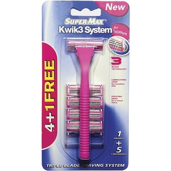 Бритовий верстат жіночий Super-Max Kwik 3 System R+4, 3 леза + 4 картриджа - Pampik